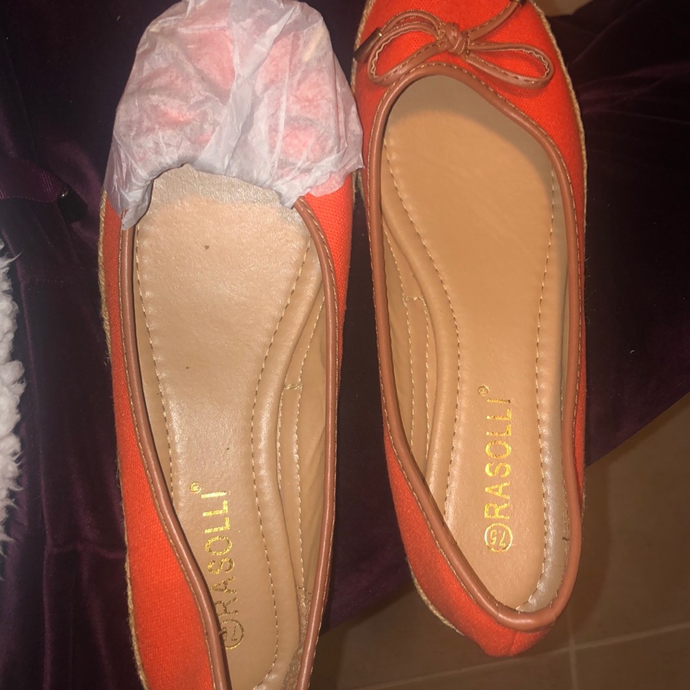 Never been worn orange flats